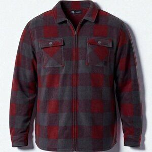 Voyager Mens Full Zip Lined Shirt Jacket Red Gray Plaid Small Warm Outerwear NEW